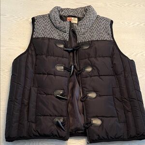 Ruff Hewn Black and White Puffer Vest with Toggle Details